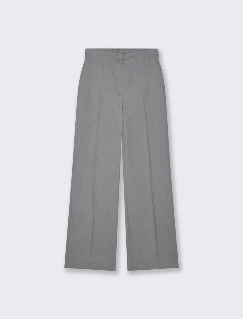 Pantalone Palazzo con Chiusura Doppio Bottone - Grigio chiaro