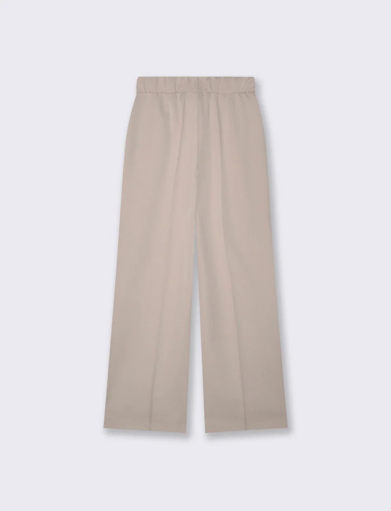 Pantalone Palazzo con Chiusura Doppio Bottone - Beige