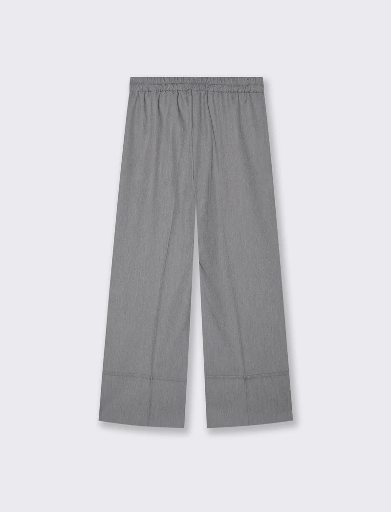 Pantalone Coulotte con Elastico e Risvolto - Grigio chiaro