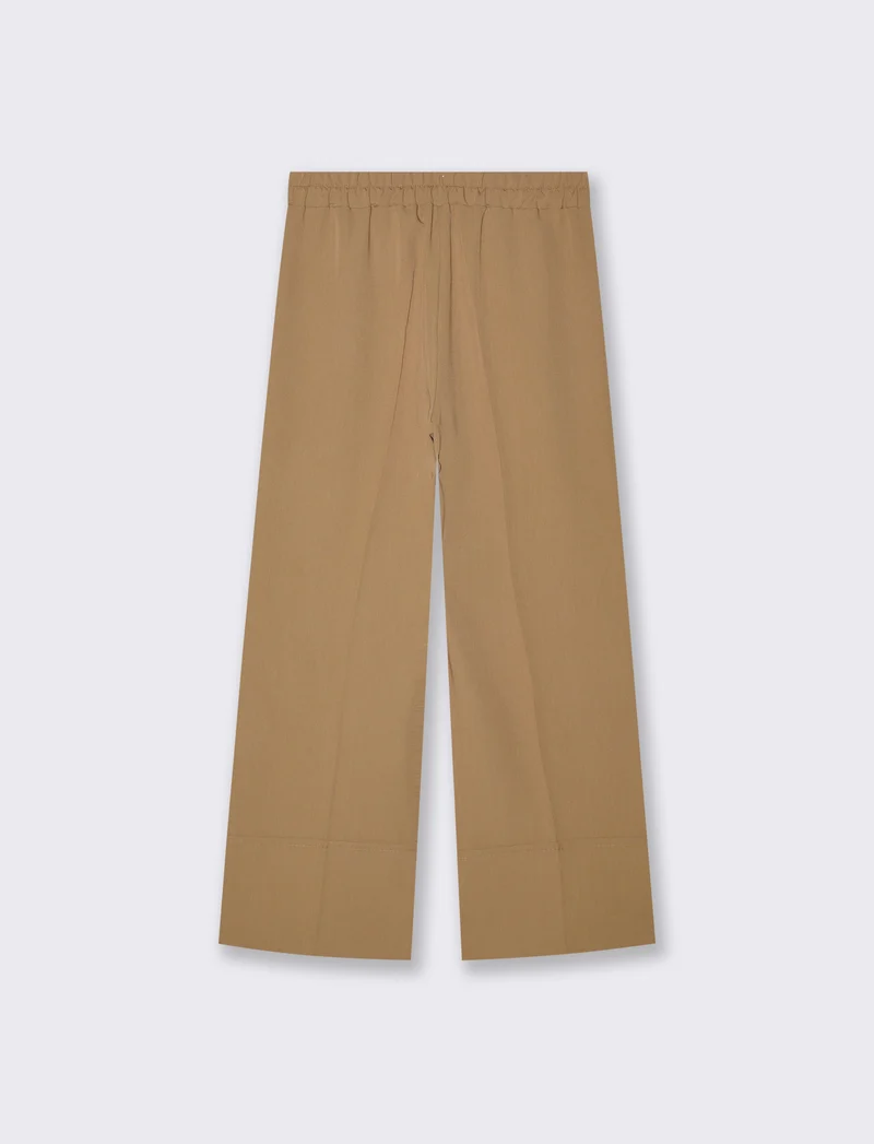 Pantalone Coulotte con Elastico e Risvolto - Sabbia