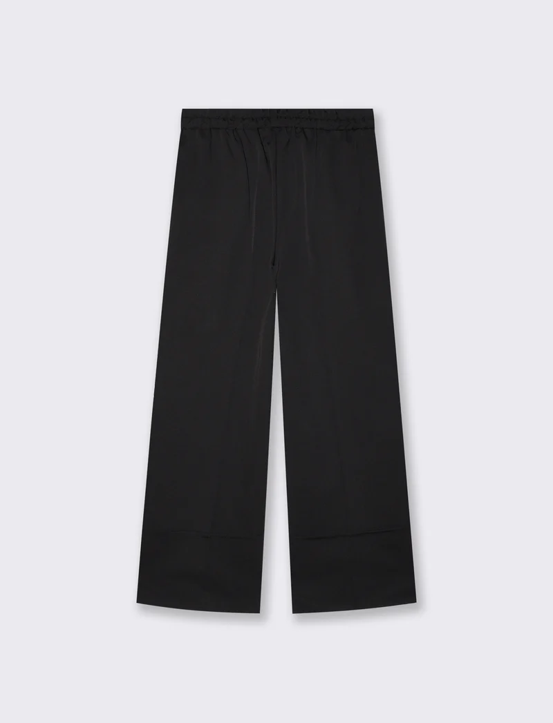 Pantalone Coulotte con Elastico e Risvolto - Nero