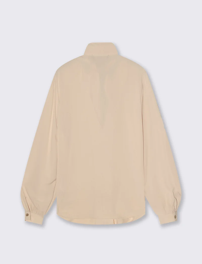 Casacca con fiocco e collo alto - Beige
