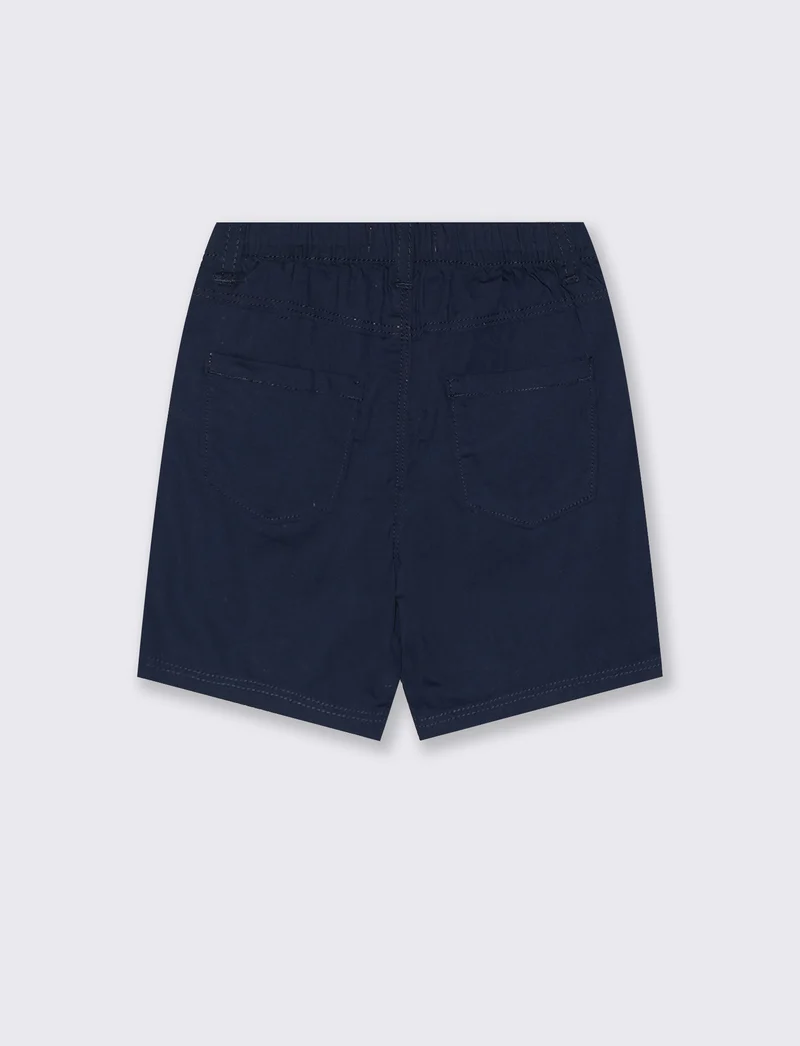 Bermuda in cotone con tasche a filo - Blu