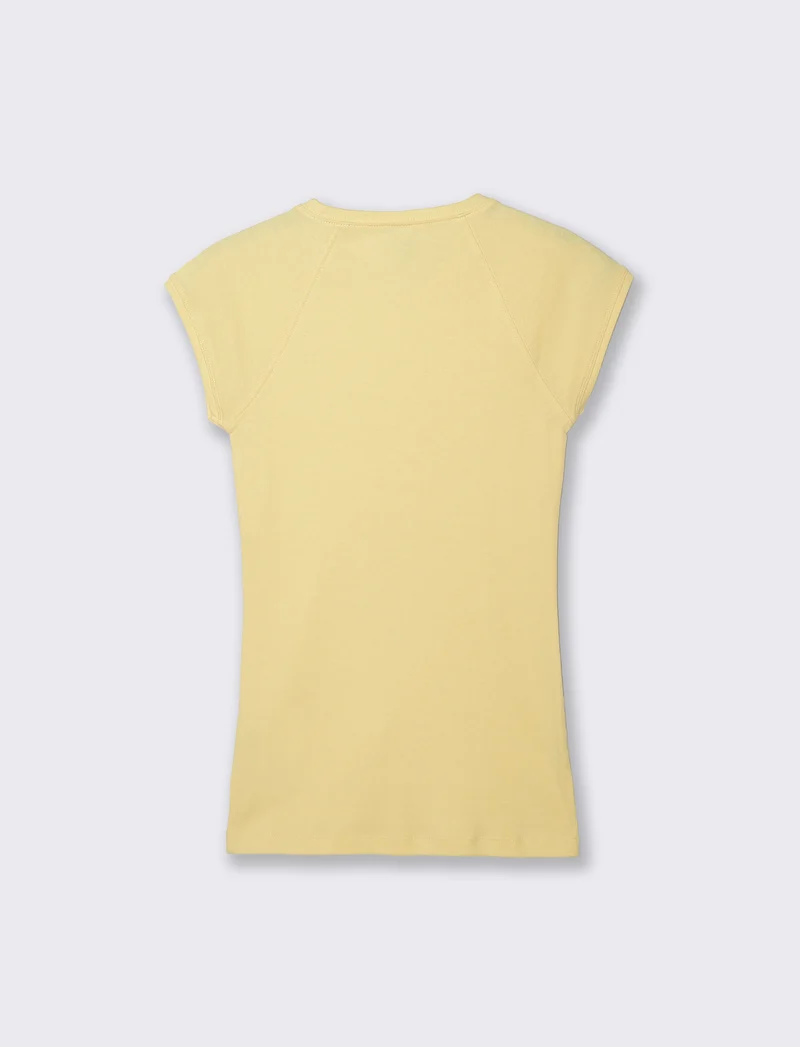 T-shirt basica slim in cotone raglan - Giallo pastello