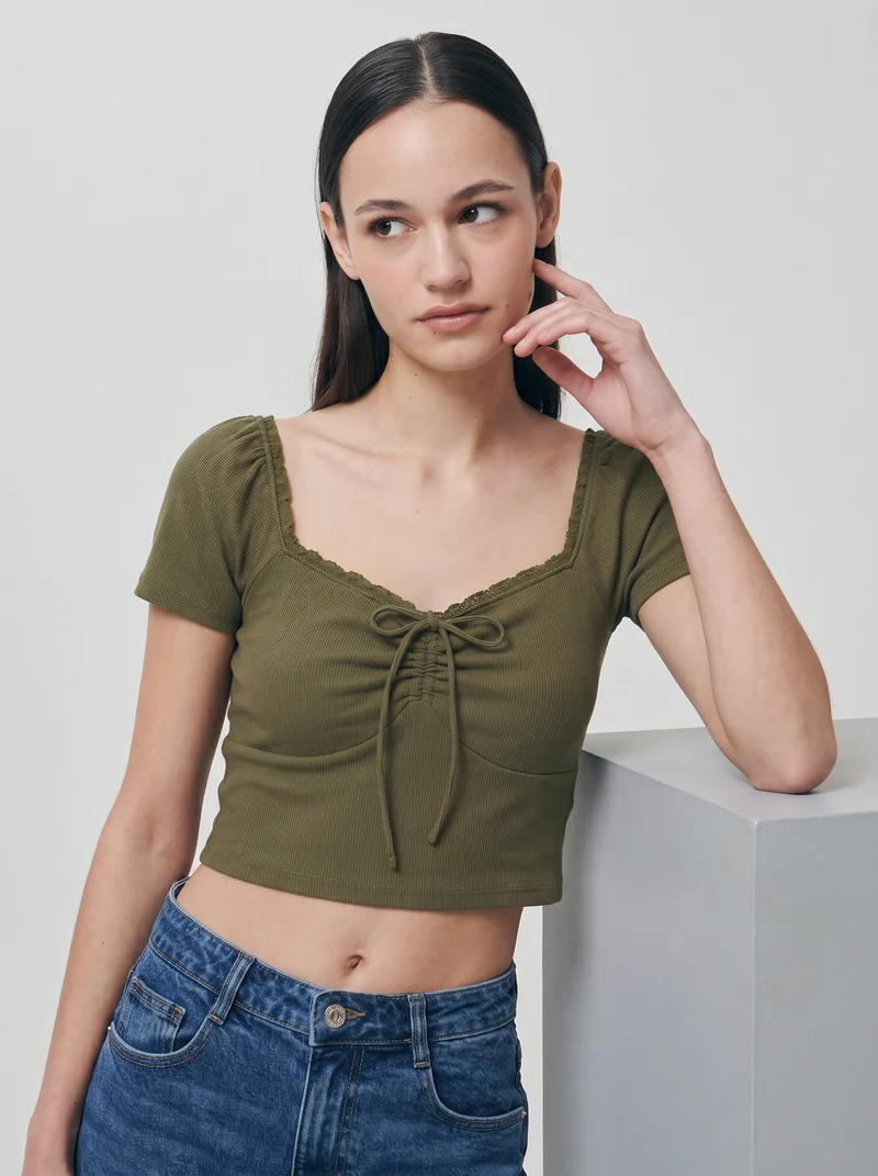 Top arricciato con manica corta slim - Kaky 1