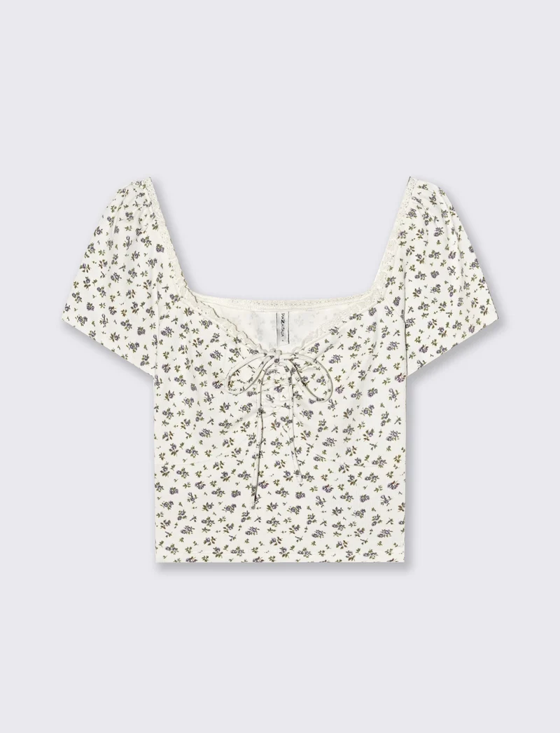 Top arricciato con manica corta slim - var 2