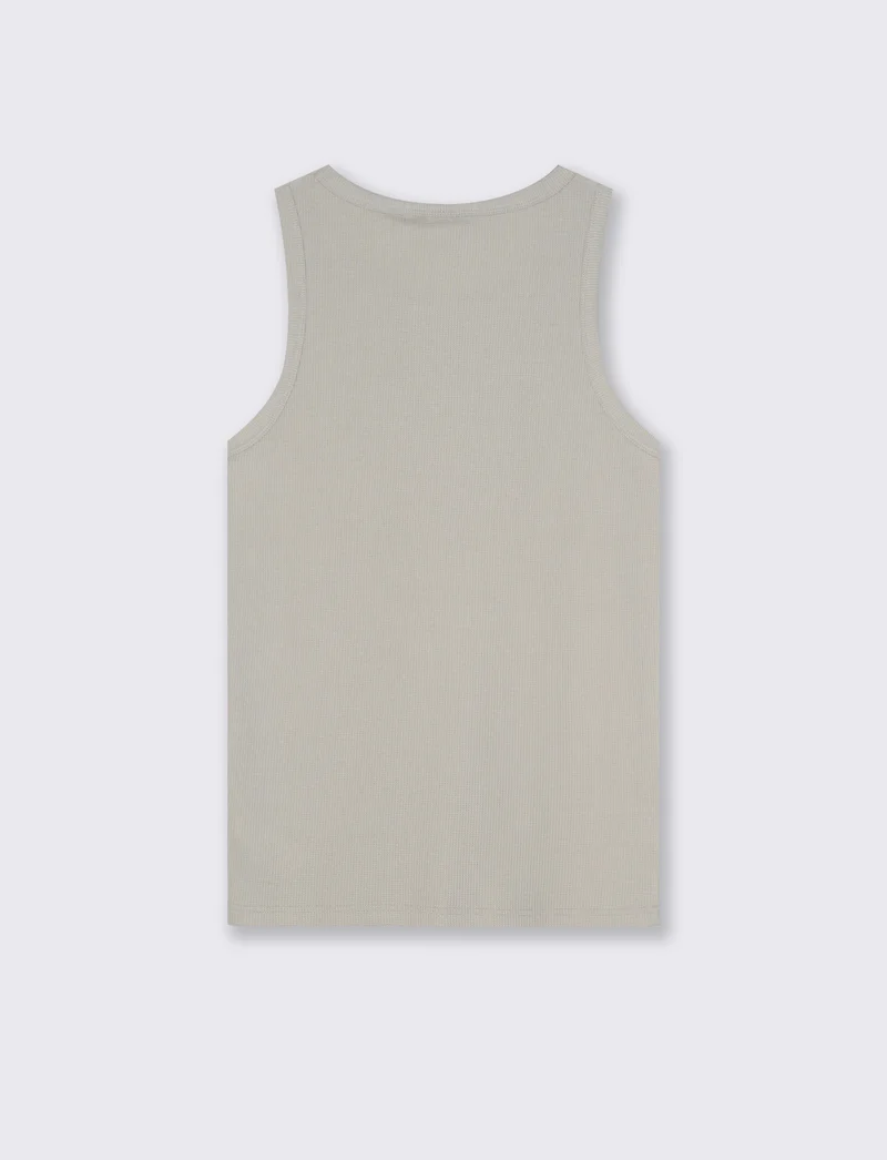 Canotta Slim Fit in Tessuto Waffle - Grigio stone