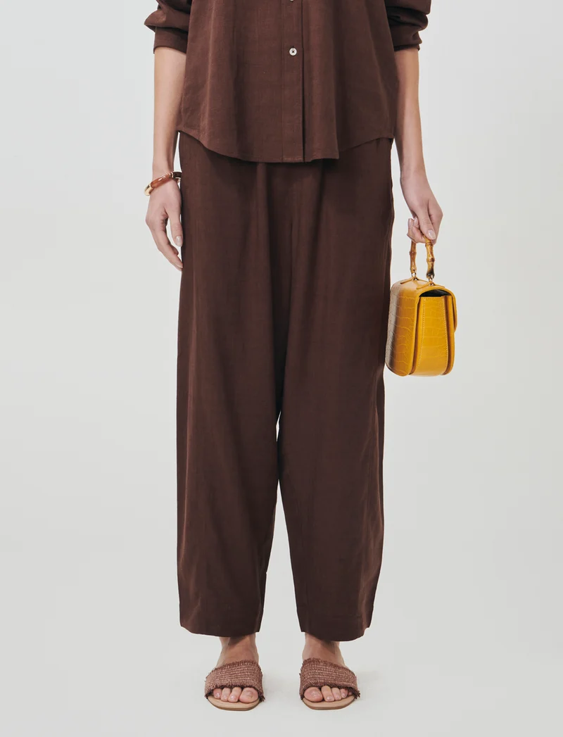 Pantalone Ballon con elastico in vita - Marrone cioccolato