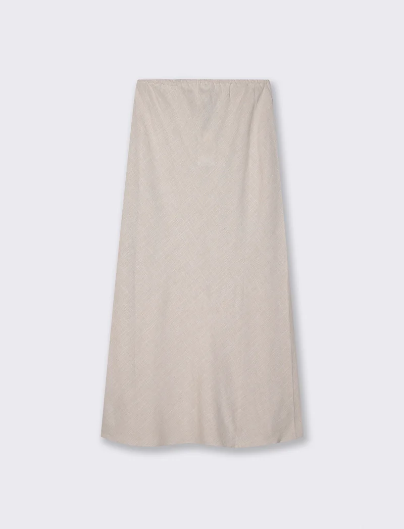 Gonna Longuette con Elastico e Coulisse - Sabbia
