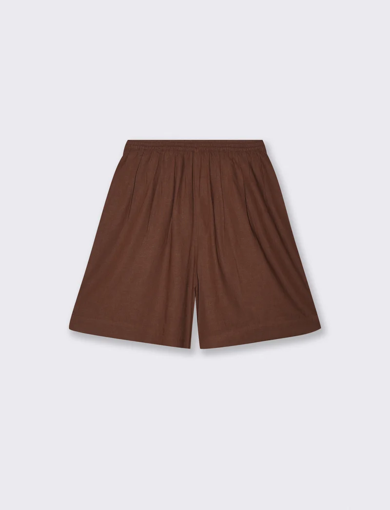 Bermuda con Elastico e Tasche Fianchi - Marrone cioccolato