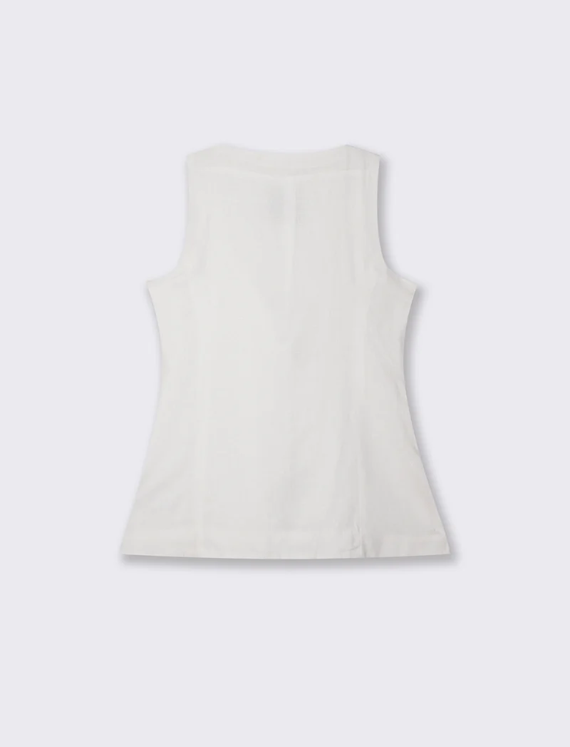 Gilet con Scollo Quadrato e Bottoni - Bianco