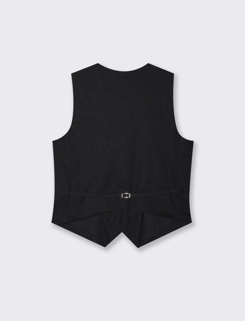 Gilet con tasche a taglio davanti - Nero