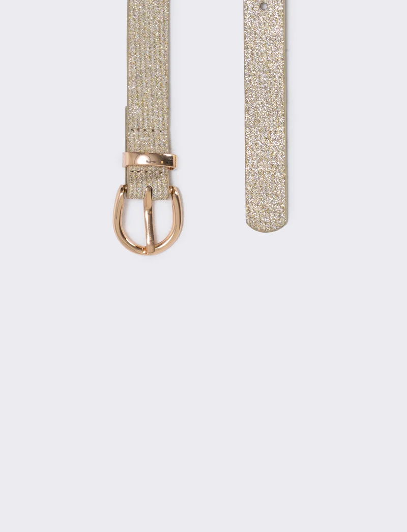 Cintura lurex con passante in metallo - Oro