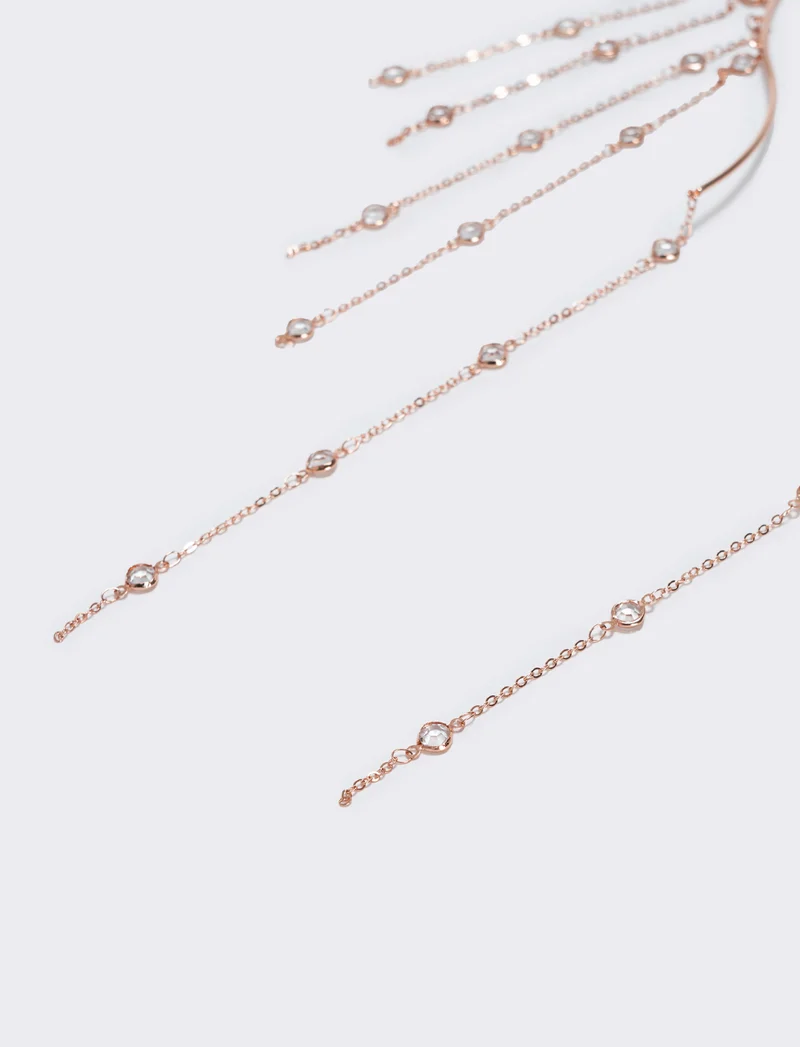 Collana semirigida con strass eleganti - Oro rosa