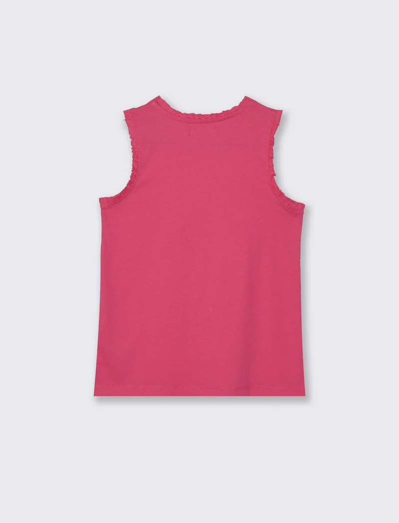 Canotta in cotone con rouches estive - Fuxia