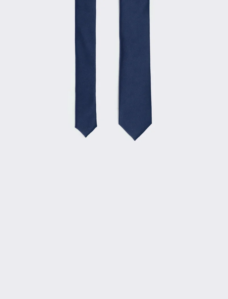Cravatta raso 5 cm per uomo elegante - Blu navy