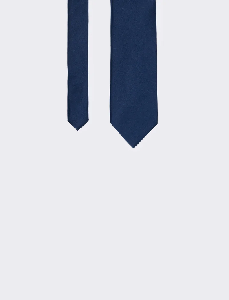 Cravatta raso 8 cm per uomo elegante - Blu