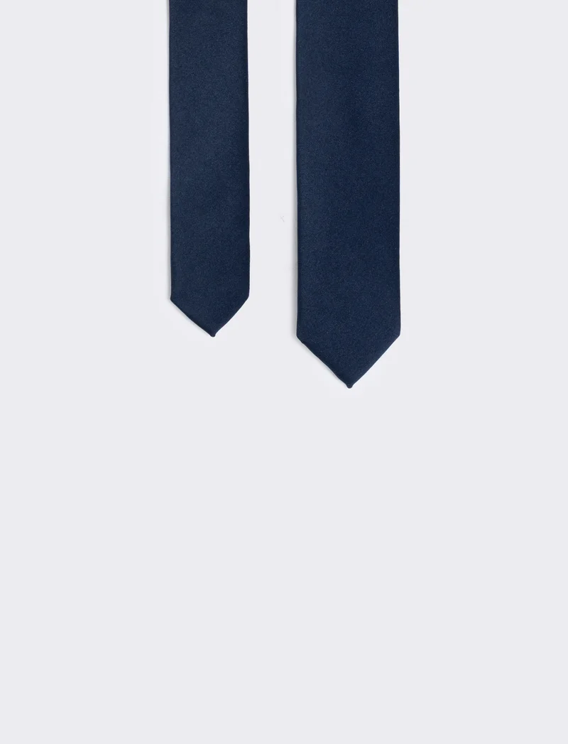 Cravatta raso uomo 4 cm elegante e raffinata - Blu navy