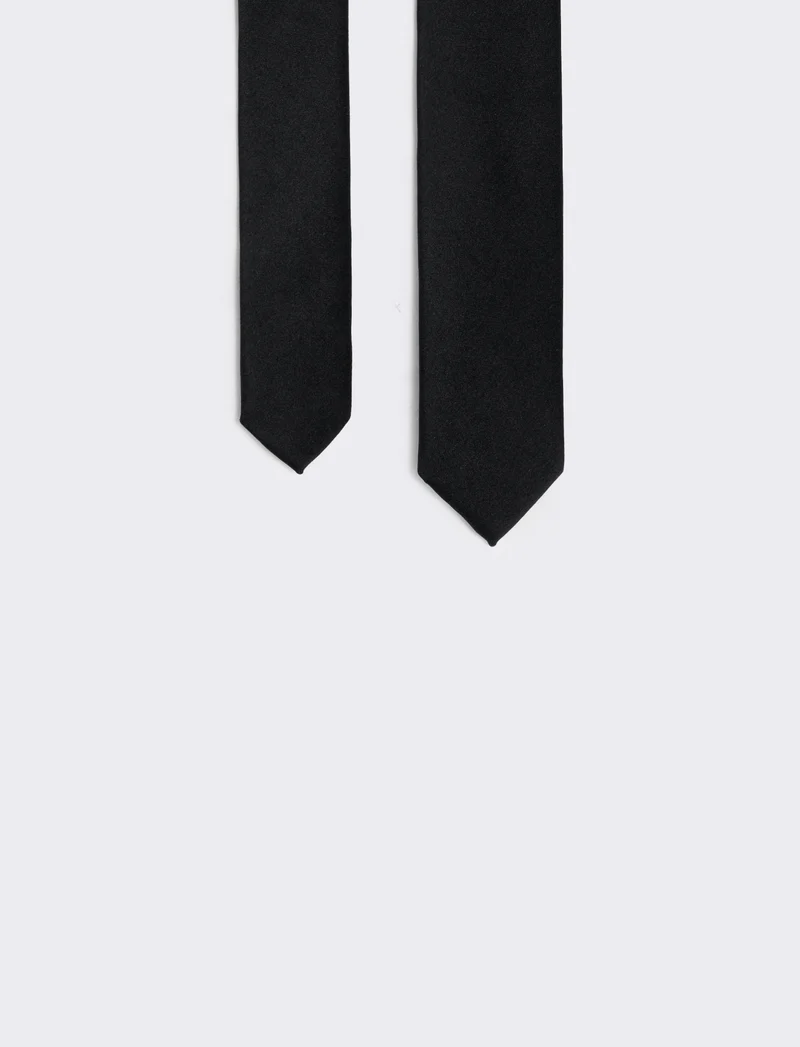 Cravatta raso uomo 4 cm elegante e raffinata - Nero