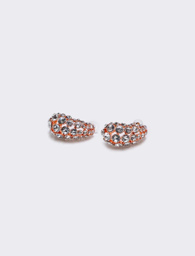 Orecchini goccia grandi con strass eleganti - Oro rosa