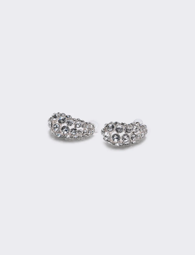 Orecchini goccia grandi con strass eleganti - Argento