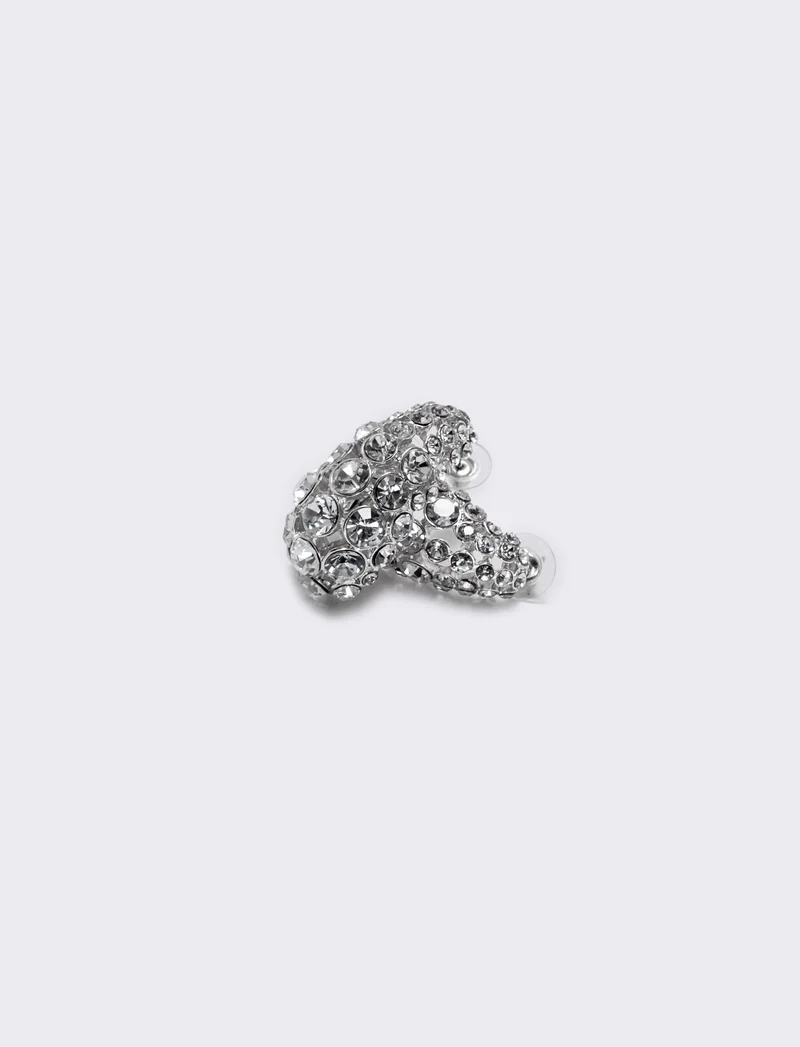Orecchini goccia grandi con strass eleganti - Argento