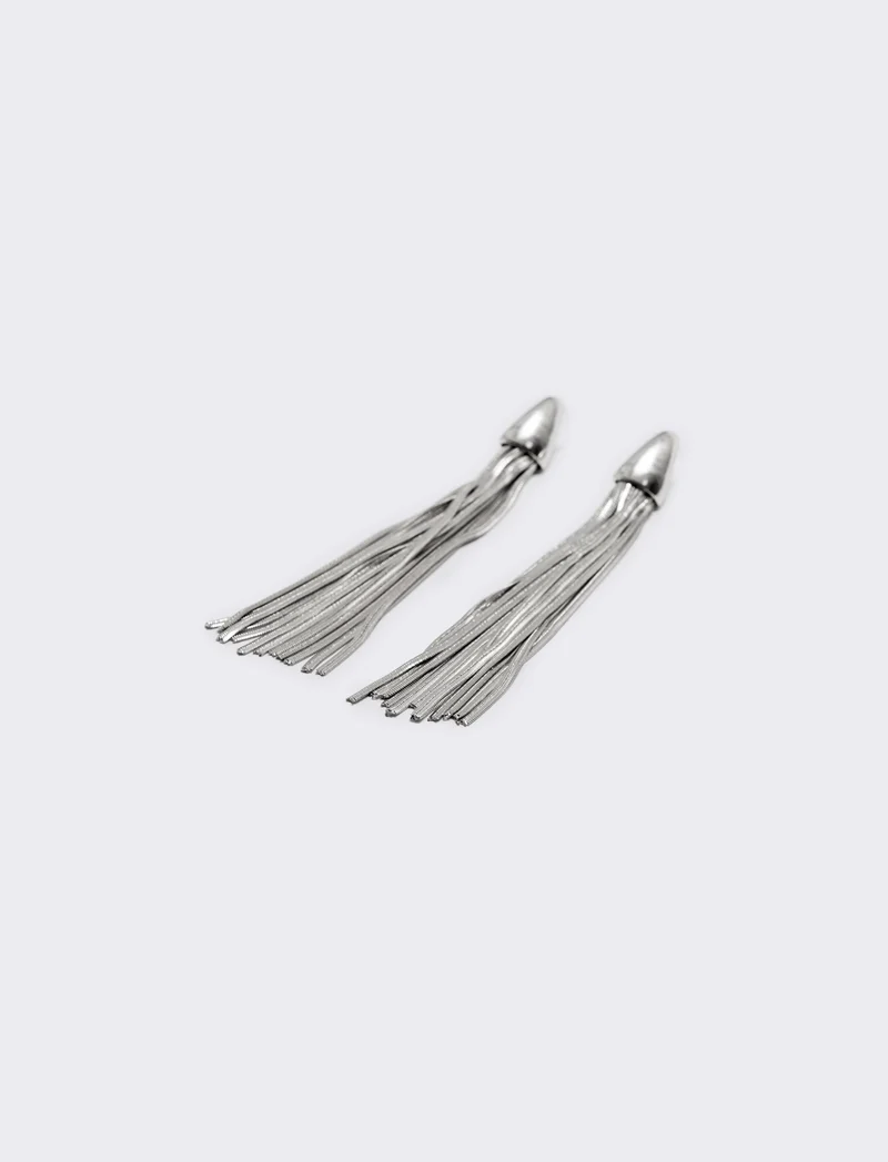 Orecchini lunghi con fili eleganti - Argento