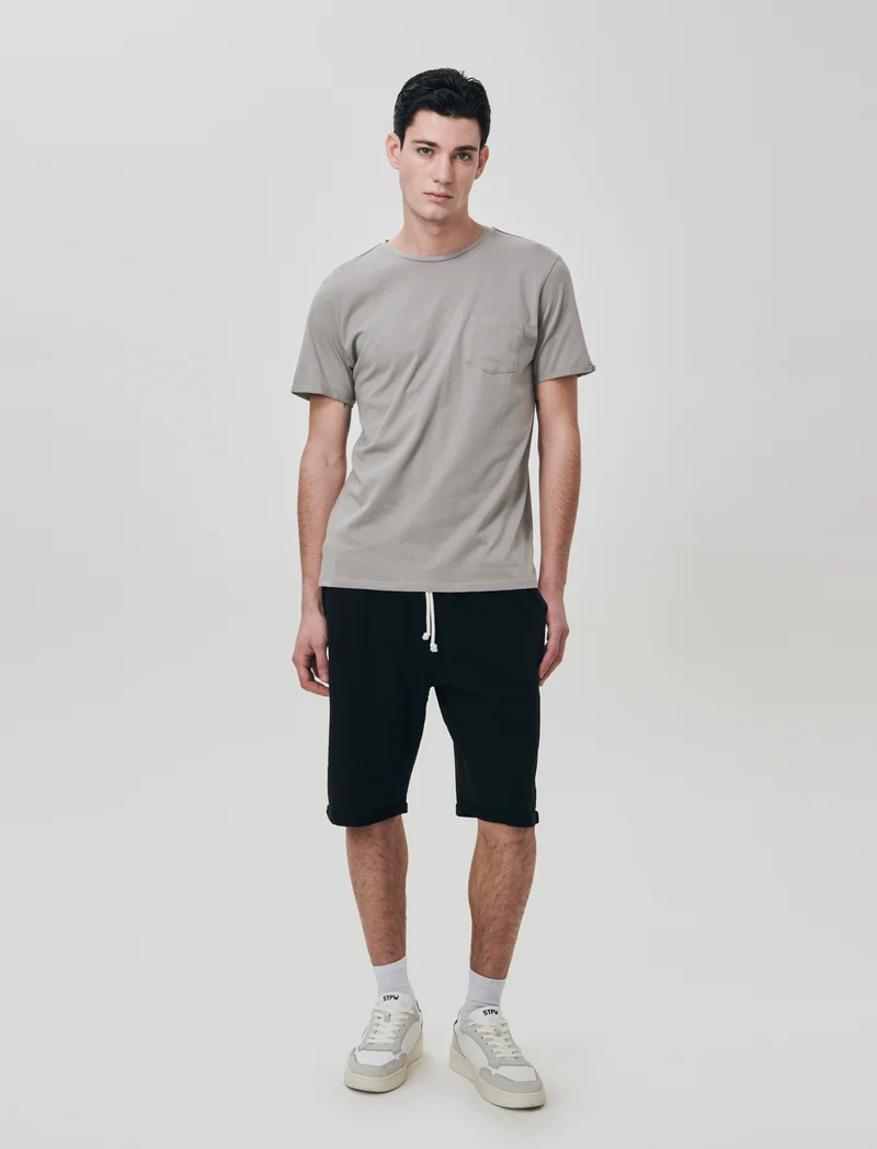 Bermuda in felpa con vita jogger - Nero