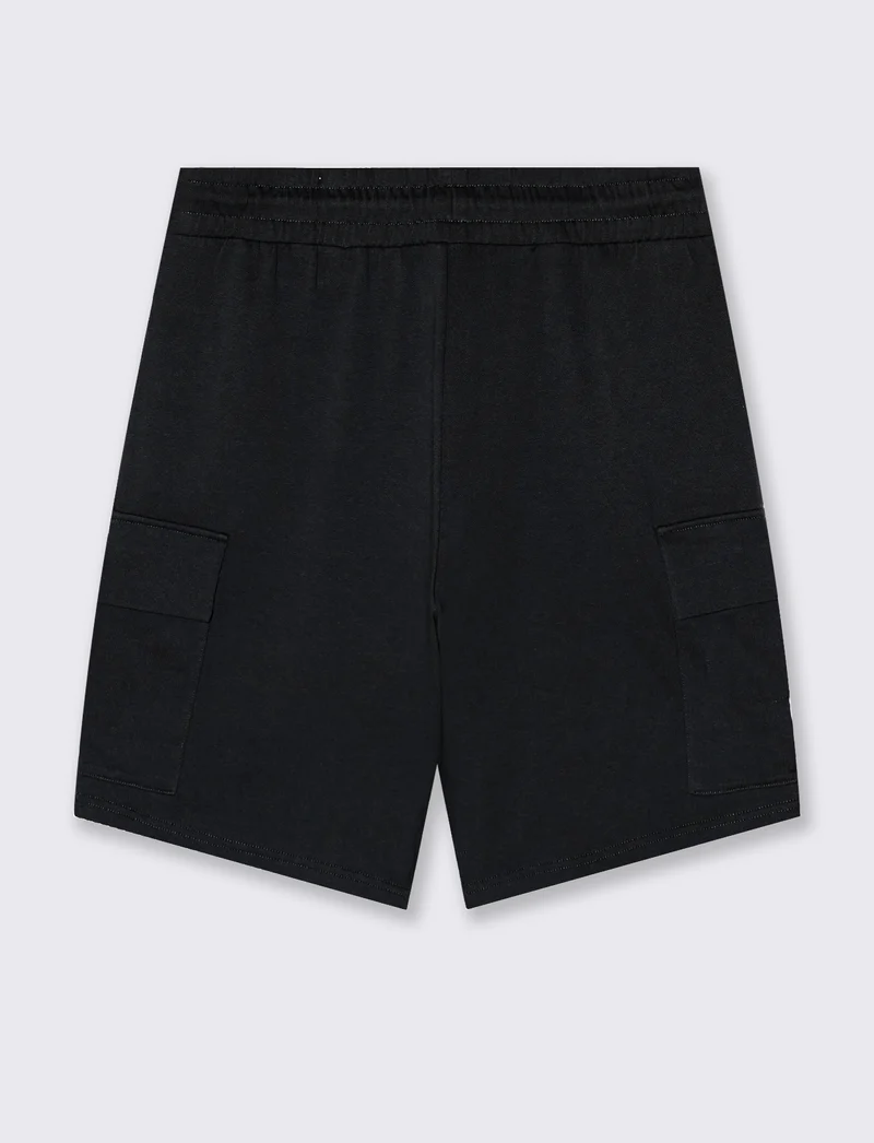 Bermuda felpa jogger con tasche laterali - Nero