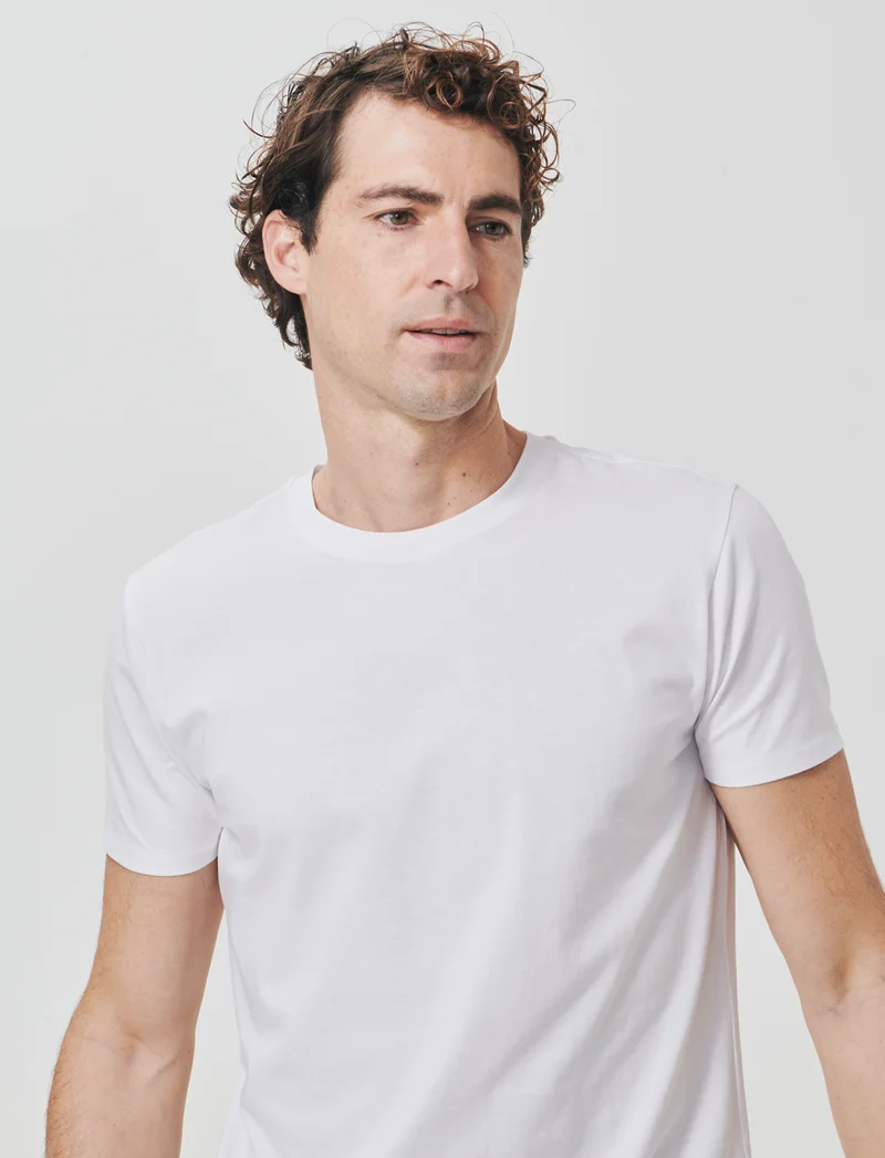 T-shirt girocollo in cotone mercerizzato - Bianco