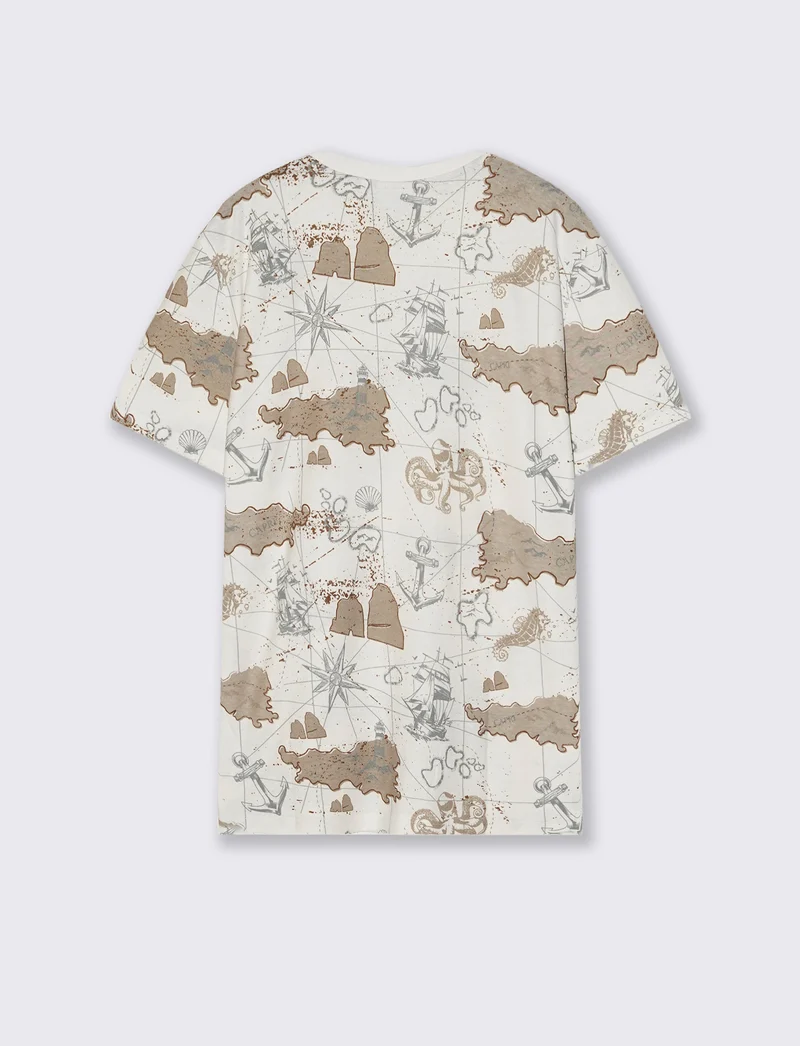 T-shirt in cotone con stampa all over - Bianco