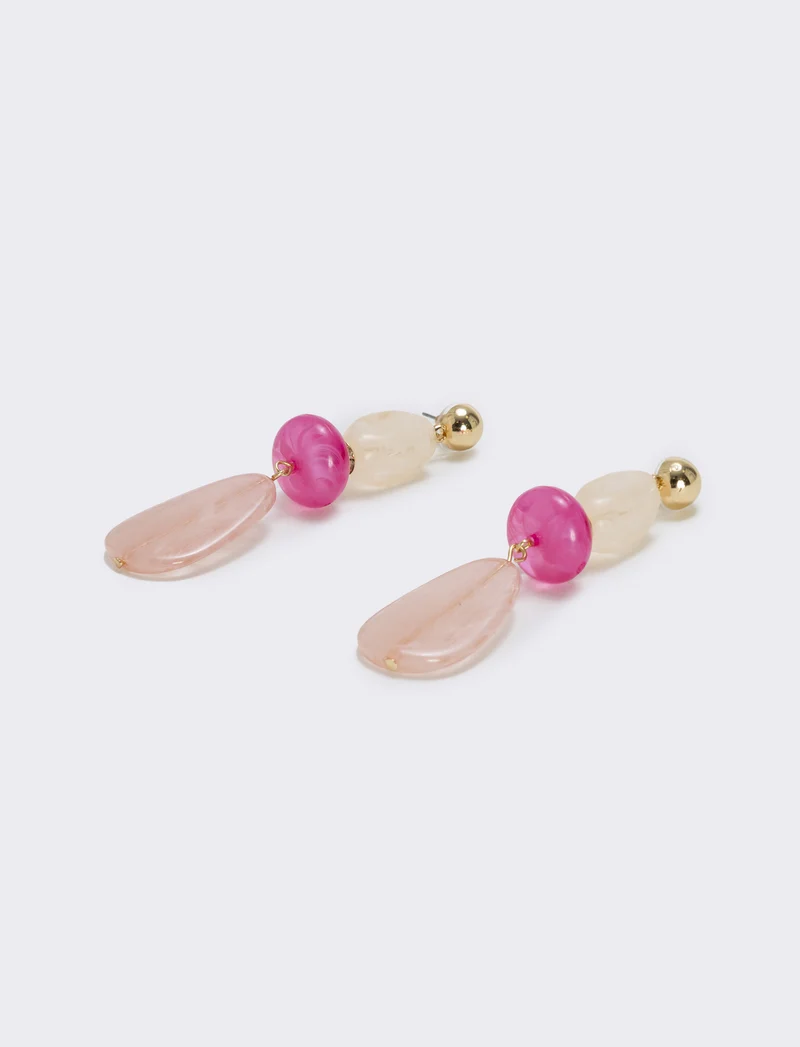 Orecchini Pendenti con Tre Pietre Eleganti - Rosa