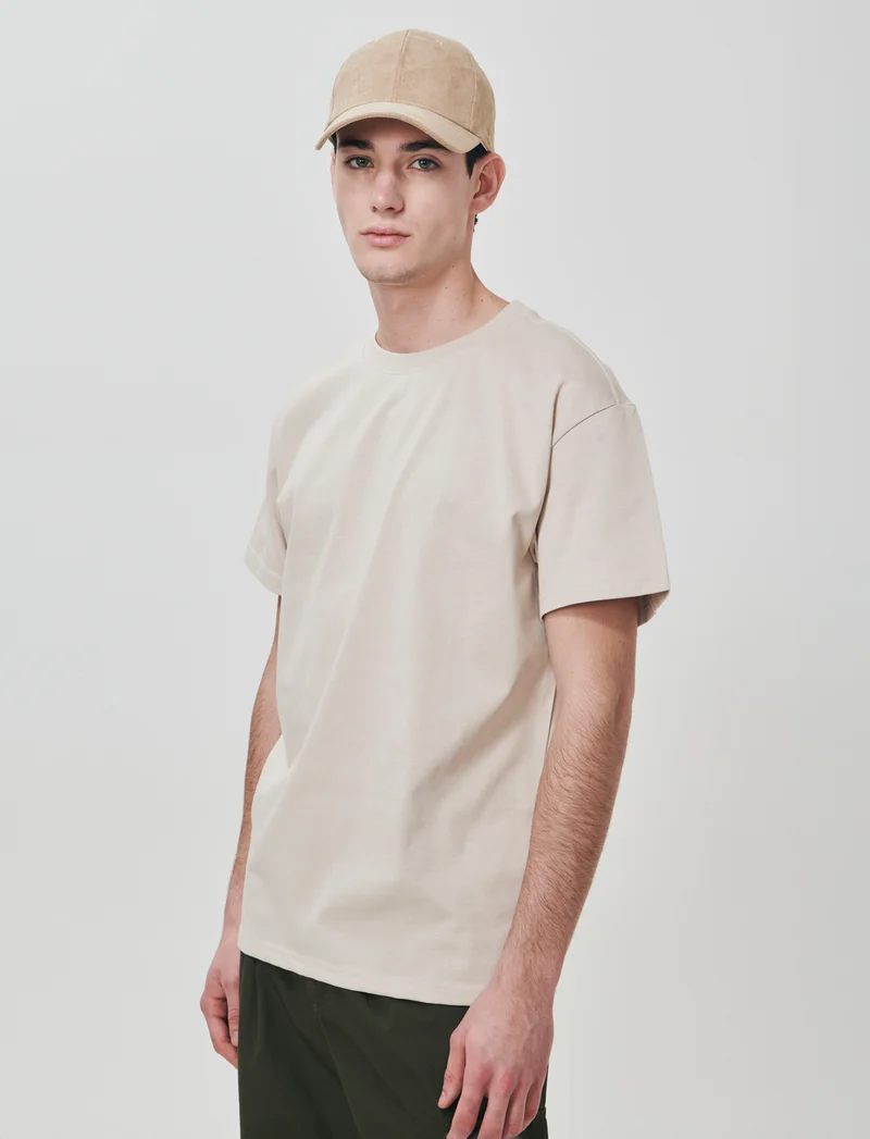 T-shirt girocollo in tessuto premium - Beige