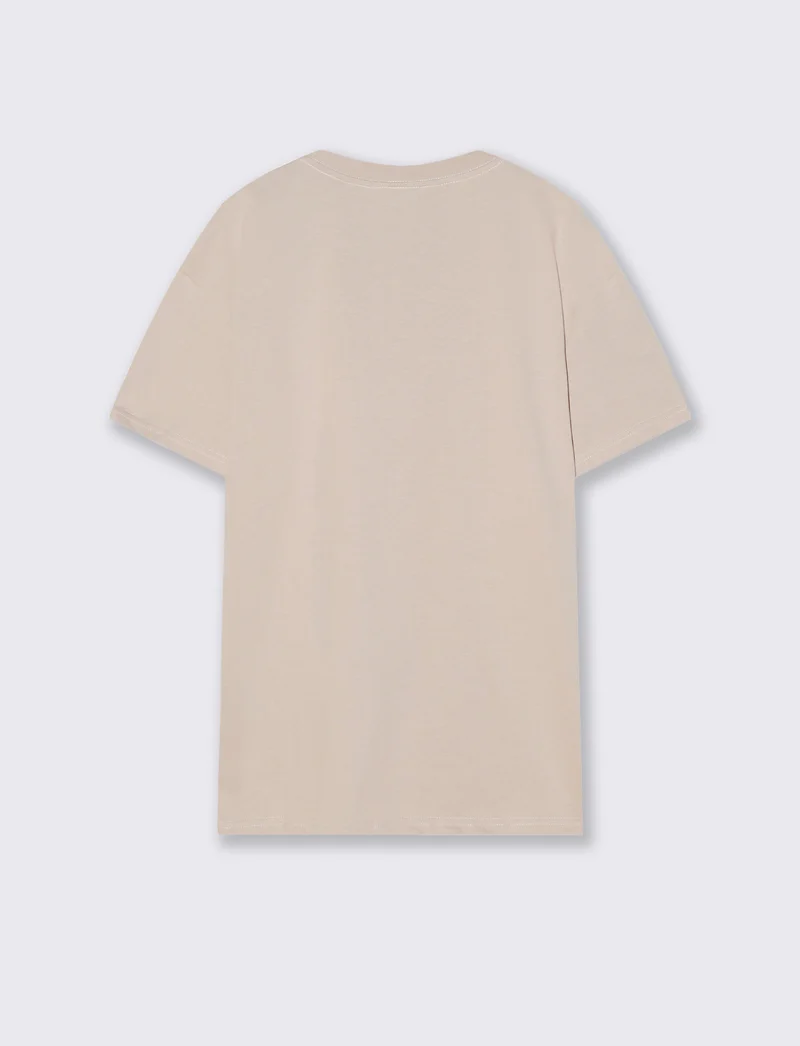 T-shirt girocollo in tessuto premium - Beige