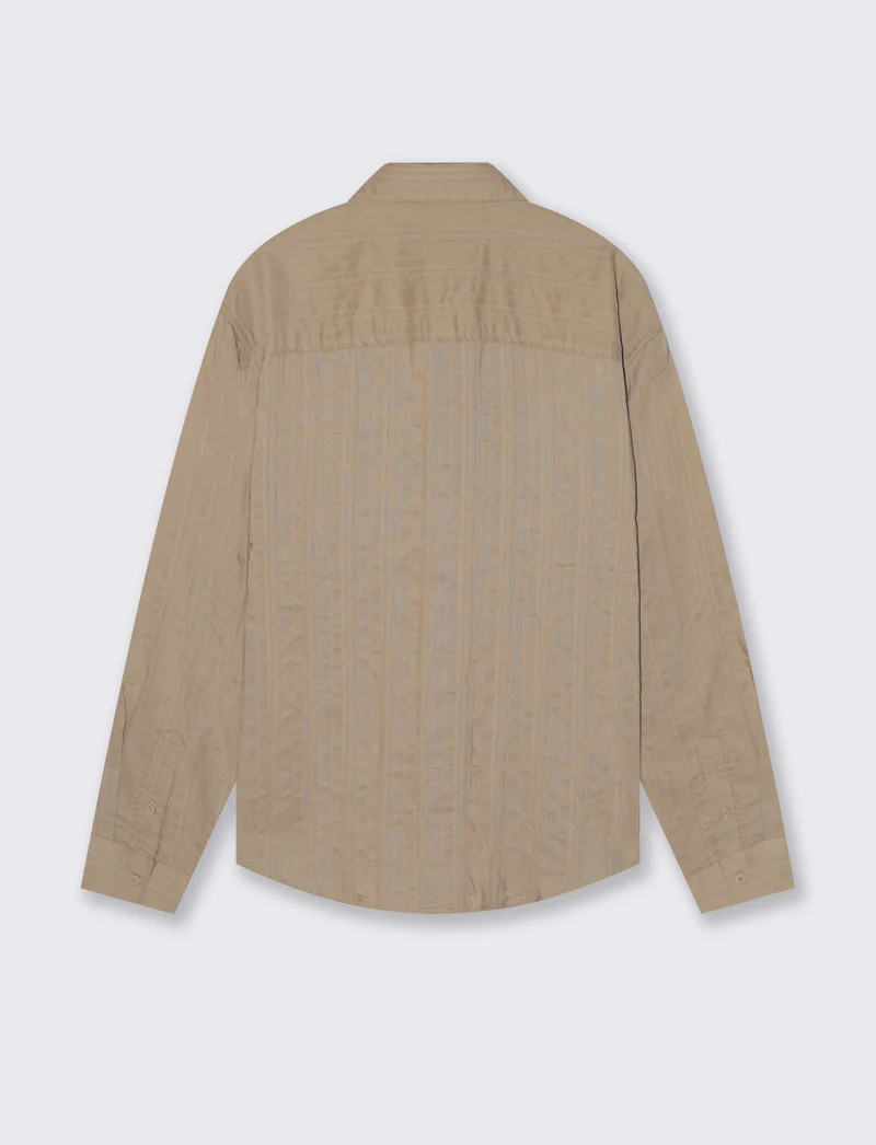 Camicia Jacquard Effetto Riga Soft Fit - Beige