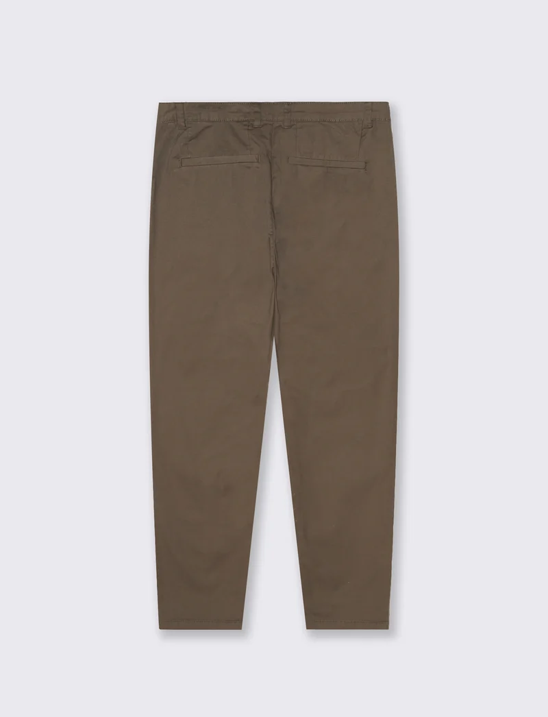 Pantaloni Chino Slim Fit in Cotone Stretch - Grigio fango