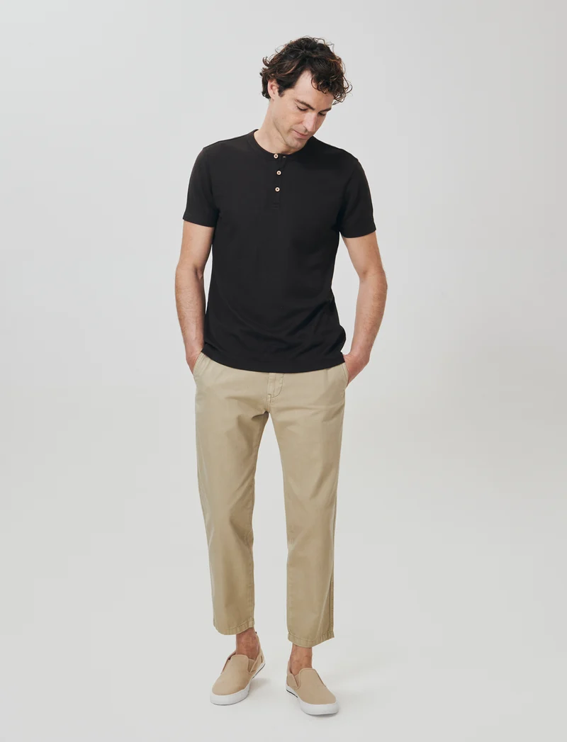 Pantalone Canvas Straight Fit Effetto Slavato - Beige