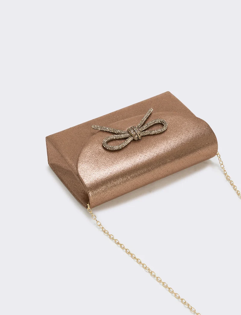 Borsetta rigida con fiocco e strass - Bronzo