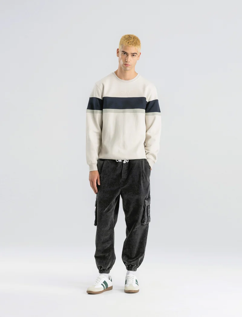 PANTALONI IN VELLUTO CARGO FIT - Nero