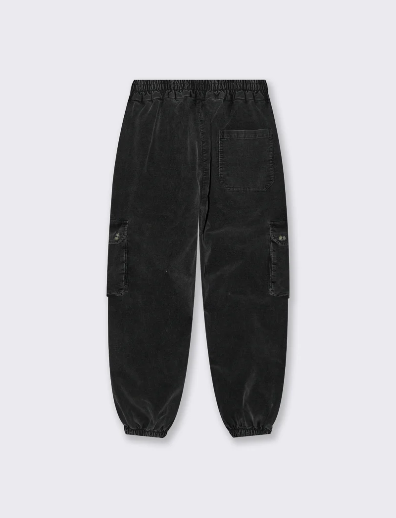 PANTALONI IN VELLUTO CARGO FIT - Nero