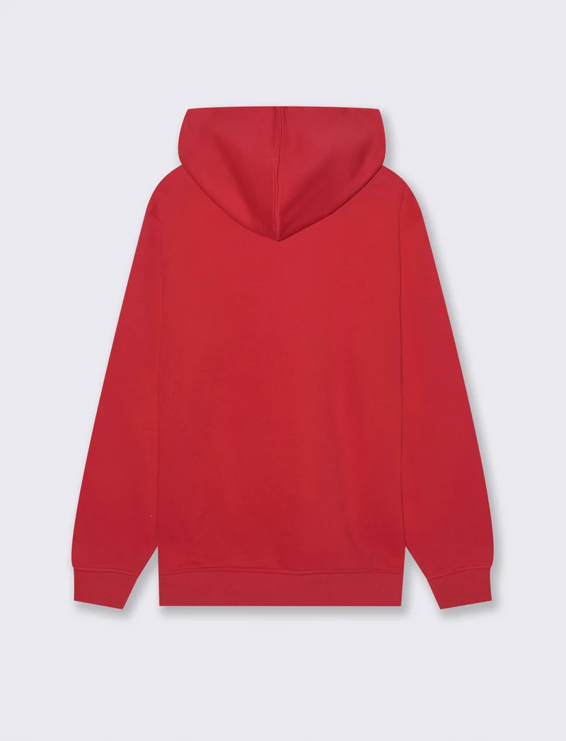 FELPA CON CAPPUCCIO E STAMPA - Rosso