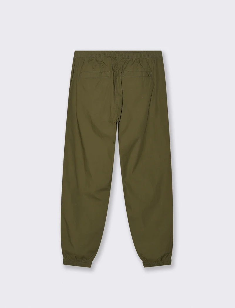 Pantaloni Jogger in Cotone con Vita Elastica - Verde militare