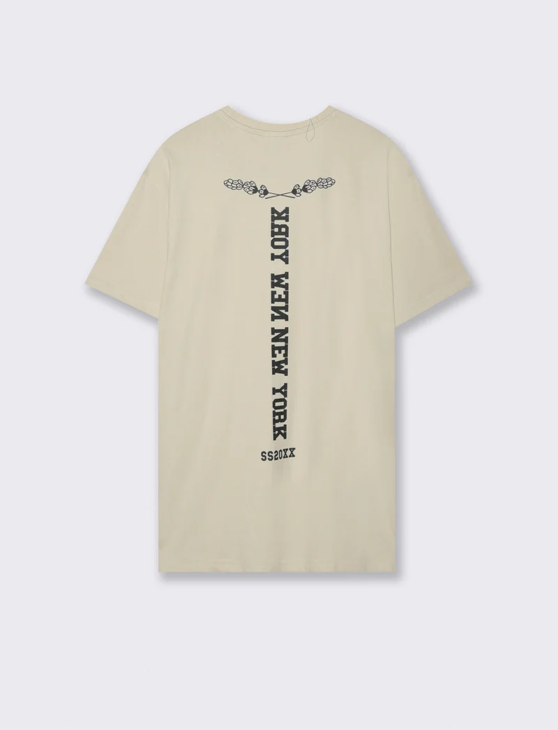 T-shirt girocollo cotone con stampe - Grigio ghiaccio