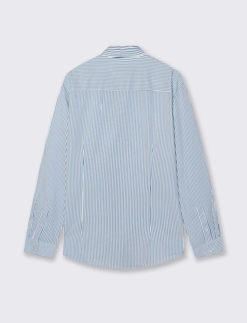 Camicia slim fit a righe in tessuto tecnico - Bianco