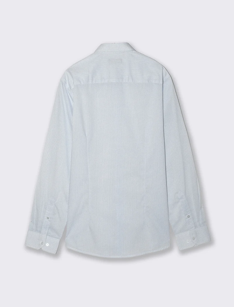 Camicia Regular Fit Micro Fantasia - Azzurro