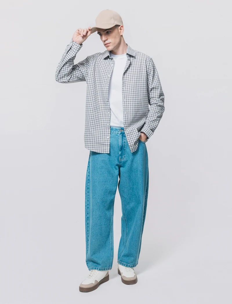 Camicia a quadri regular fit in cotone - Moro