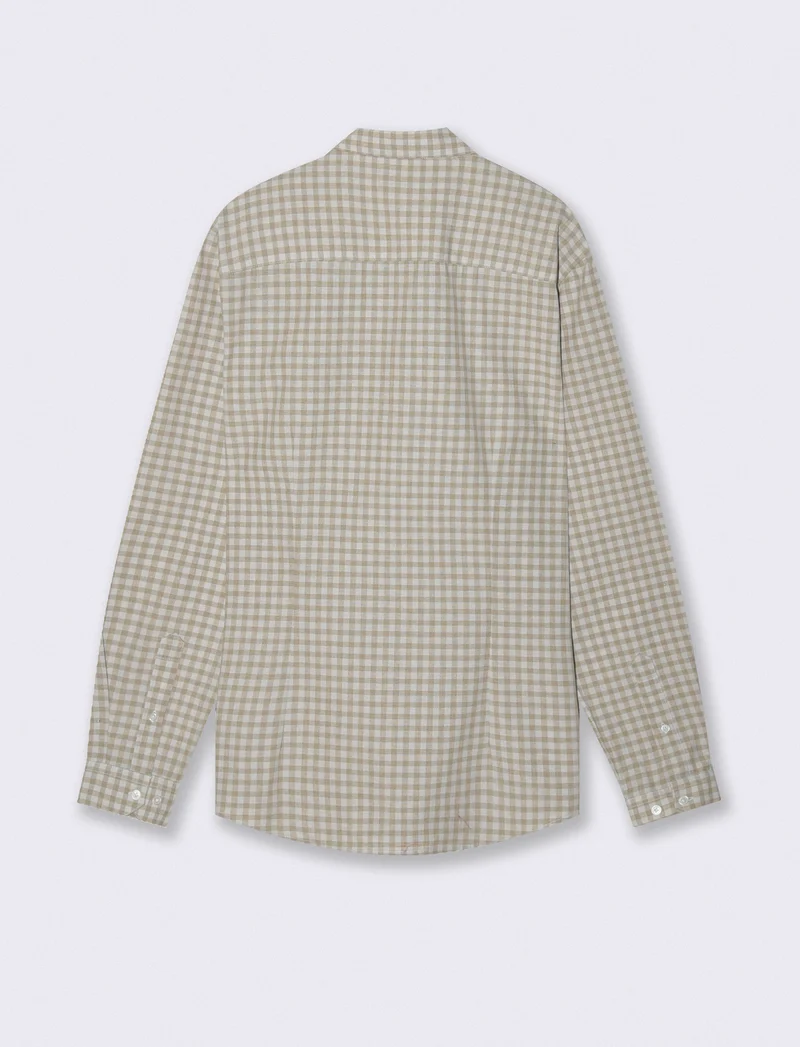 Camicia a quadri regular fit in cotone - Verde salvia