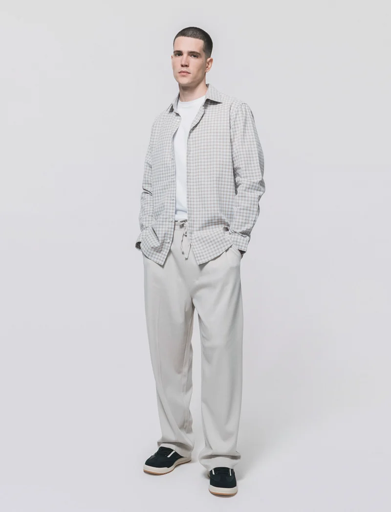 Camicia a quadri regular fit in cotone - Verde salvia