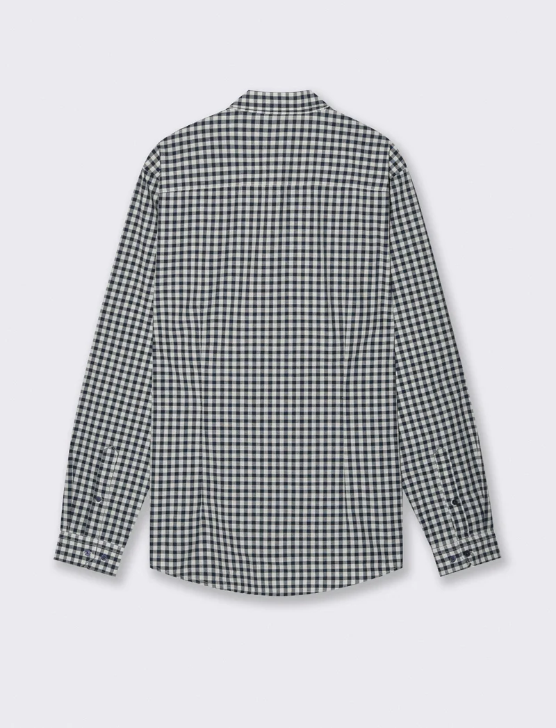 Camicia a quadri regular fit in cotone - Blu
