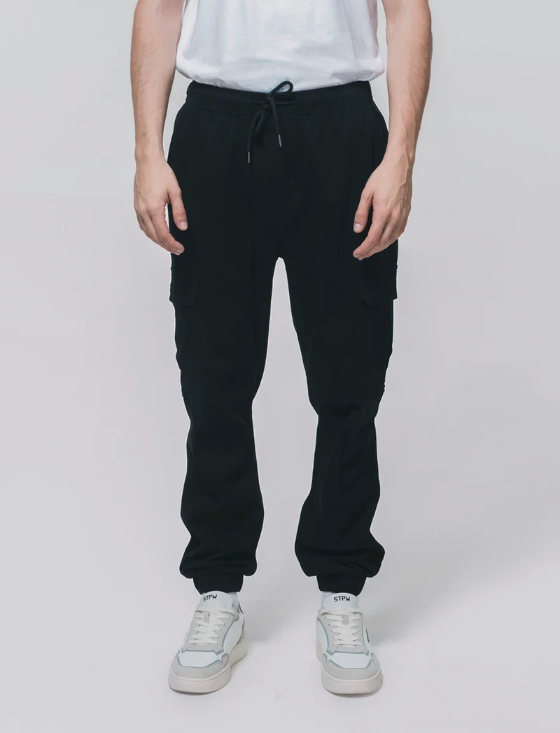 Pantaloni Cargo Slim Fit con Polsino - Nero